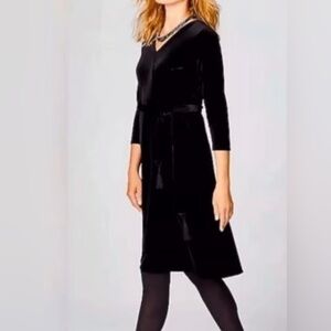 J. Jill Black‎ Velvet Faux Wrap Holiday Christmas Dress Tassel Belt WM's XLT NEW